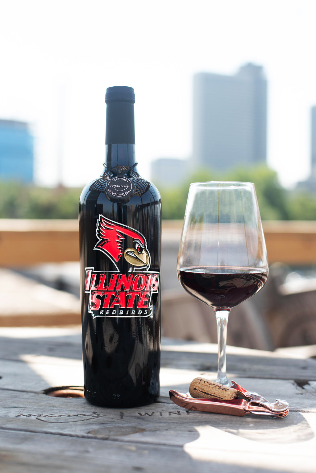 Illinois State University Etched Wine Bottle