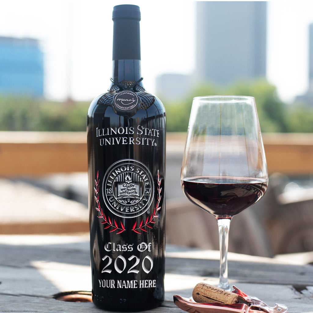 Illinois State University Custom Alumni Etched Wine Bottle