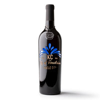 KC City of Fountains Etched Wine Bottle