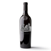 Kansas City Skyline Etched Wine Bottle