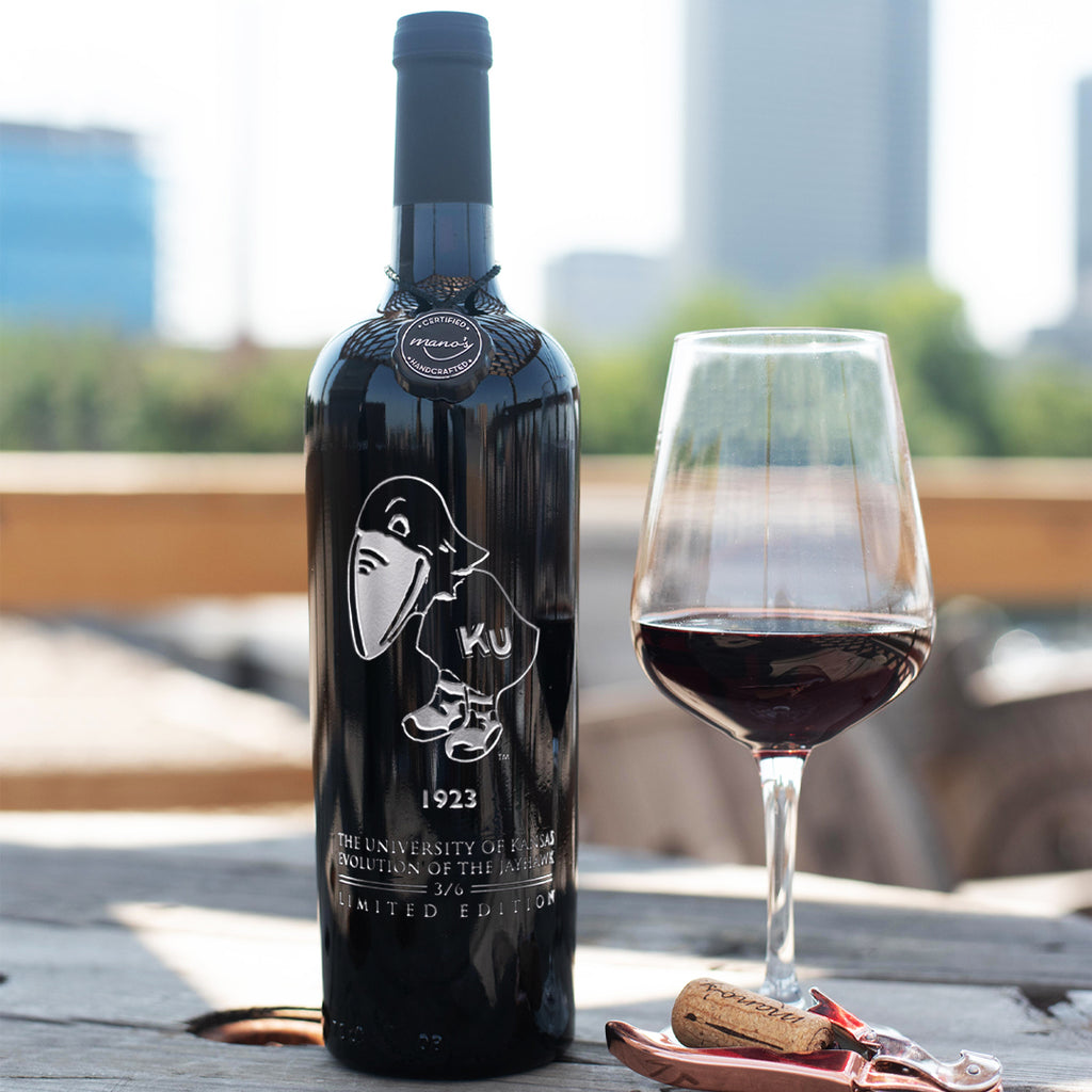 University of Kansas Evolution 1923 Etched Wine