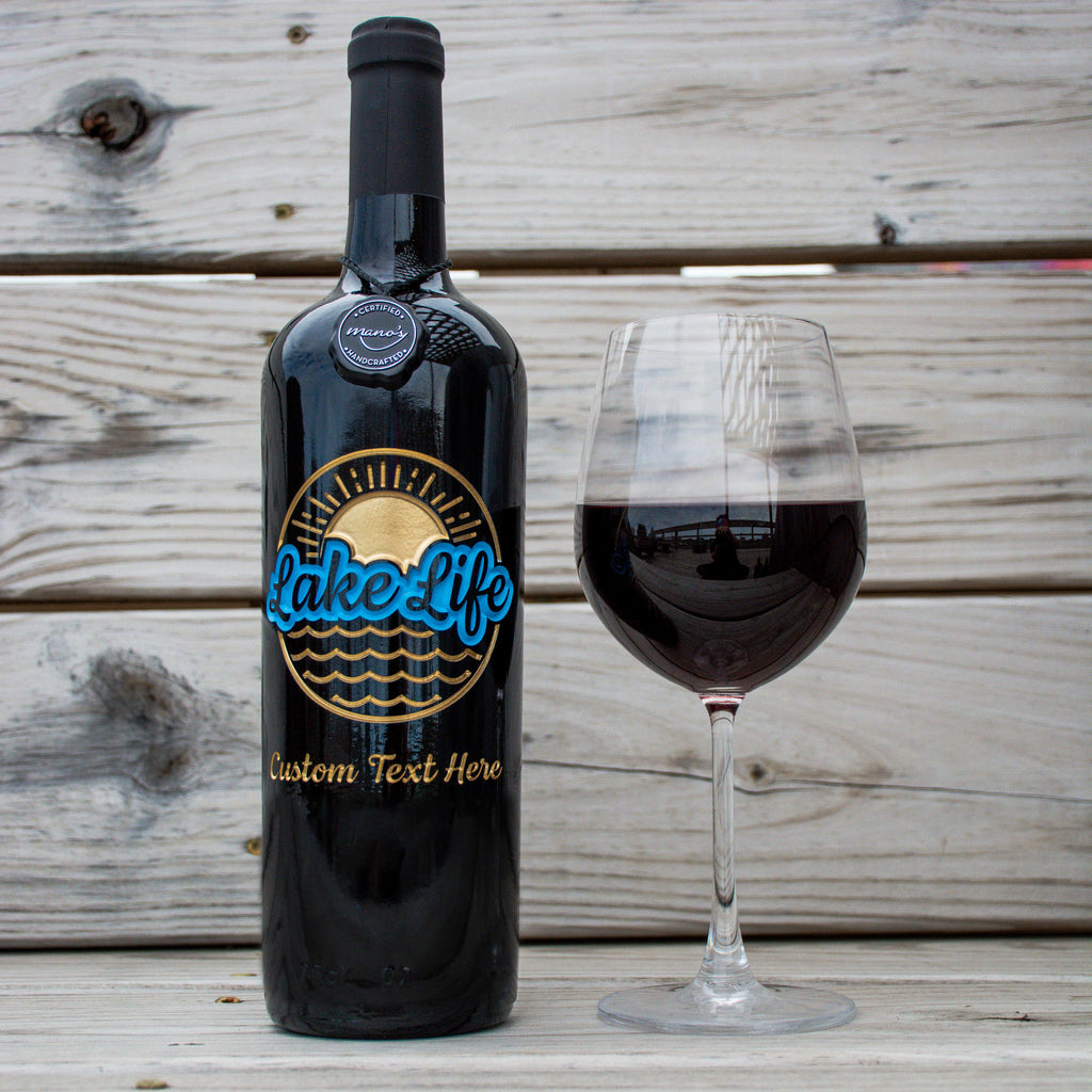 Lake Life Custom Etched Wine