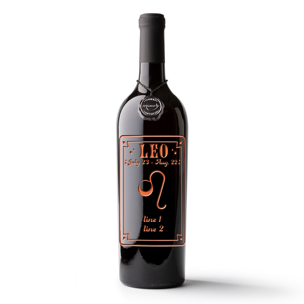 Leo Custom Etched Wine Bottle