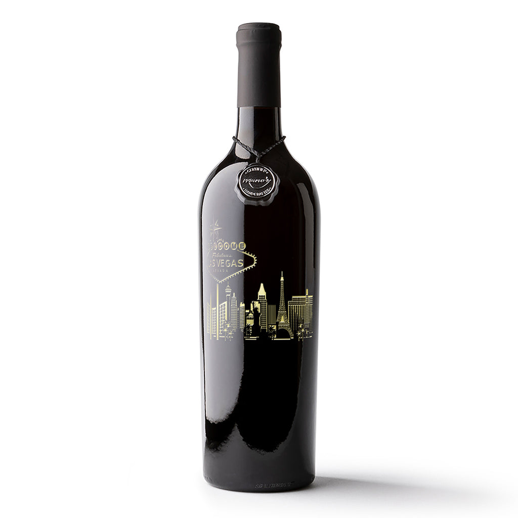 Las Vegas Skyline Etched Wine Bottle