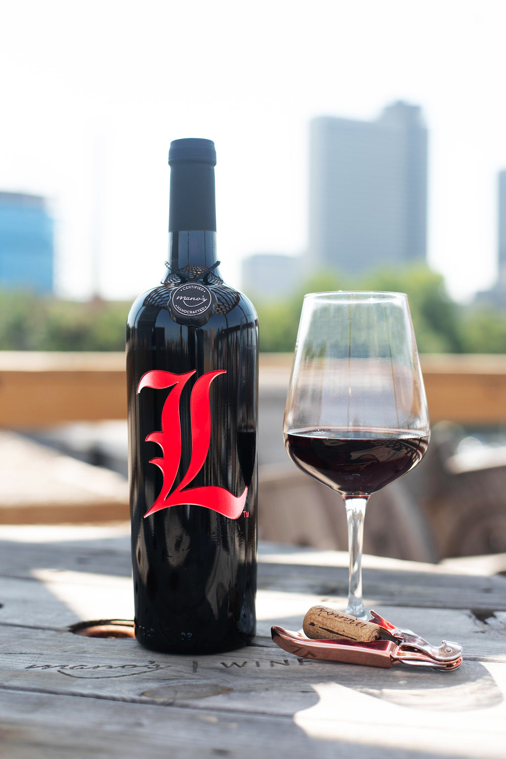 University of Louisville Logo Etched Wine Bottle