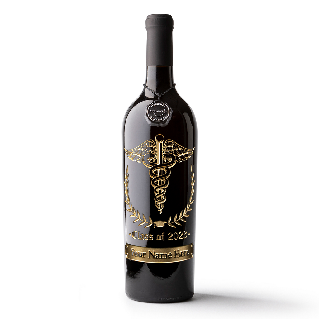 Medical School Graduation Etched Wine Bottle