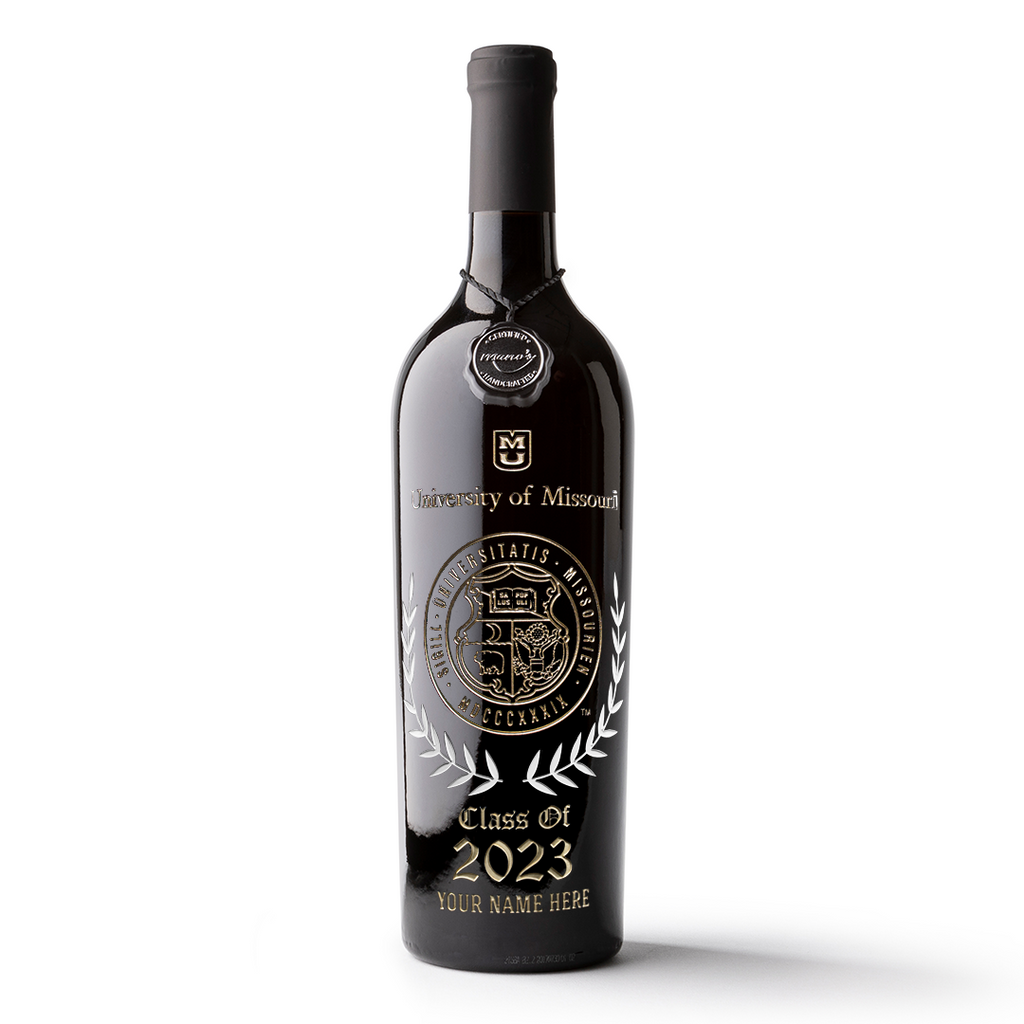 University of Missouri Commemorative Alumni Etched Wine Bottle