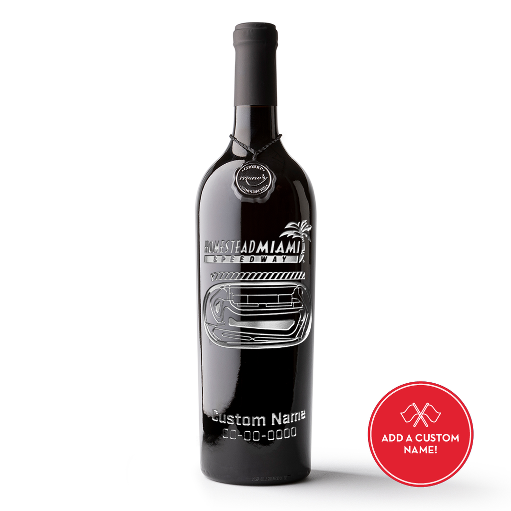 Homestead Miami Speedway Custom Name Etched Wine