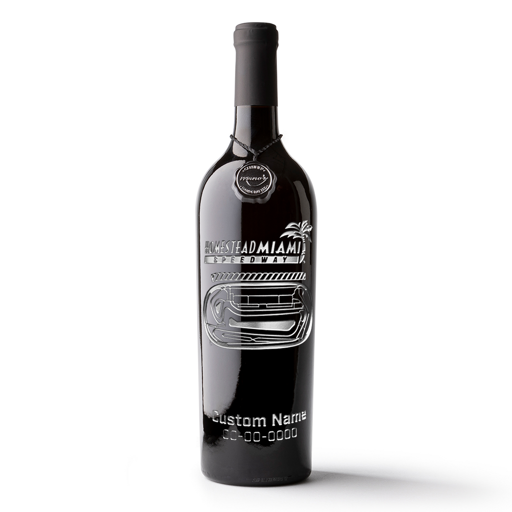 Homestead Miami Speedway Custom Name Etched Wine