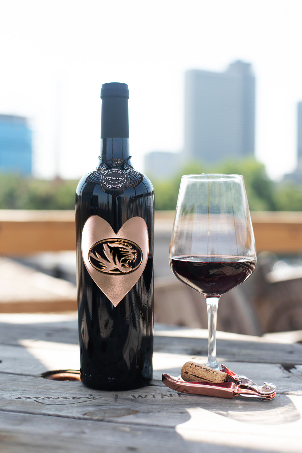 University of Missouri Heart Etched Wine Bottle