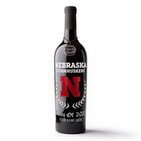 University of Nebraska Custom Alumni Etched Wine Bottle