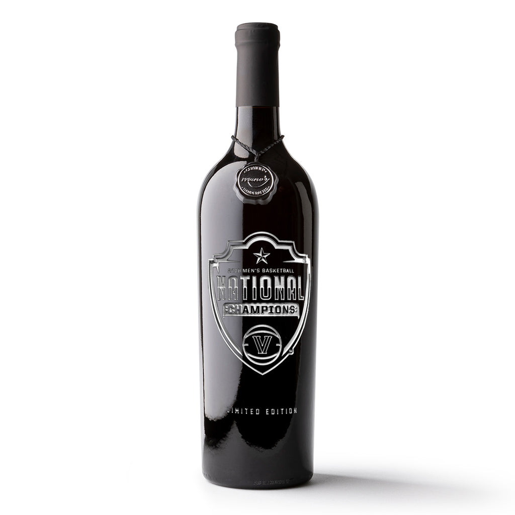 Villanova 2018 National Champions Logo Etched Wine