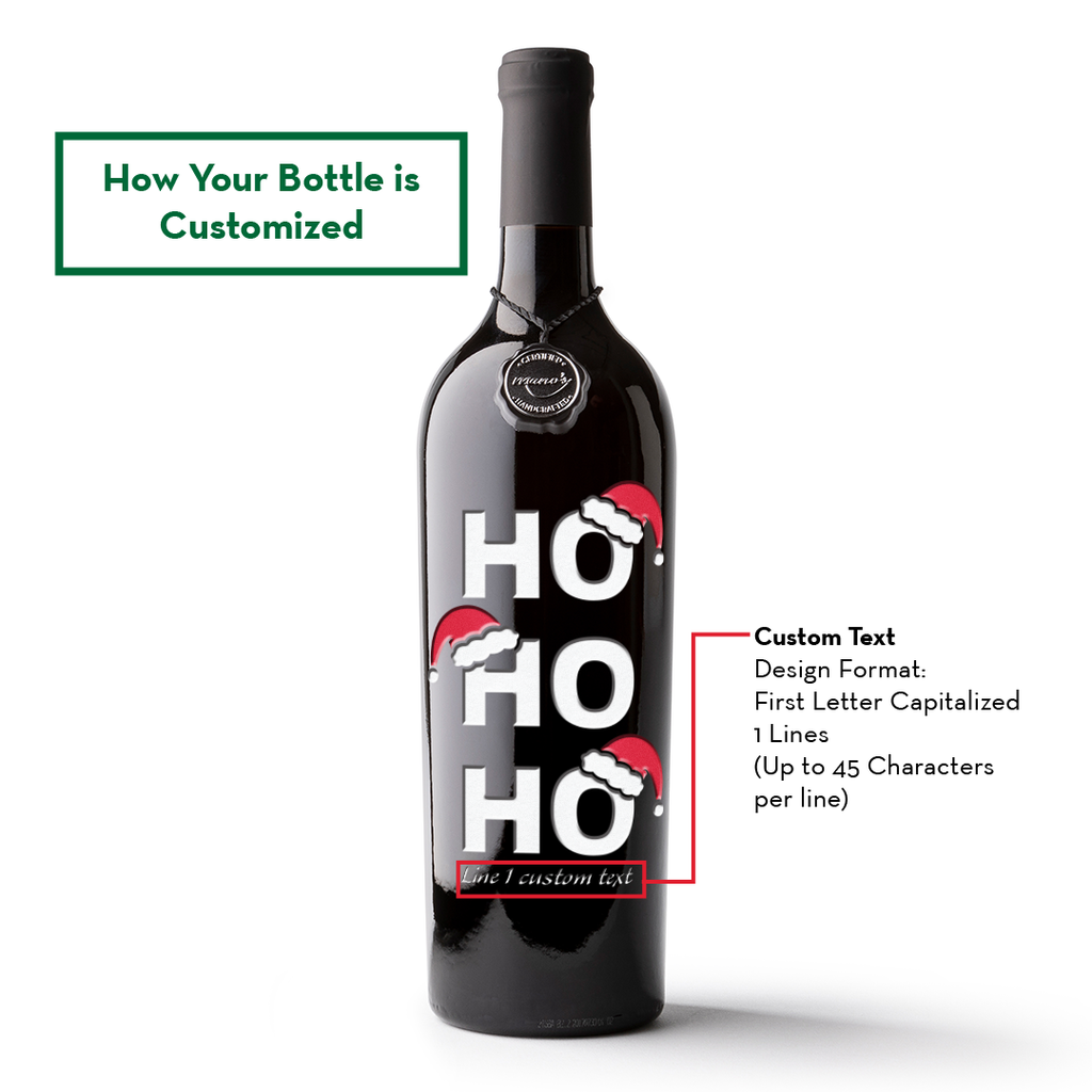 Ho Ho Ho Custom Etched Wine Bottle