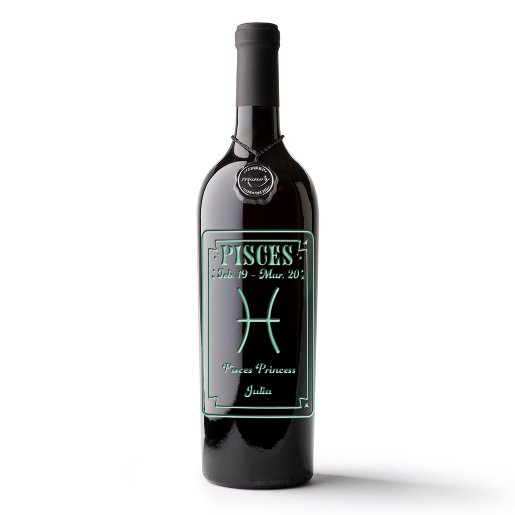 Pisces Custom Etched Wine Bottle