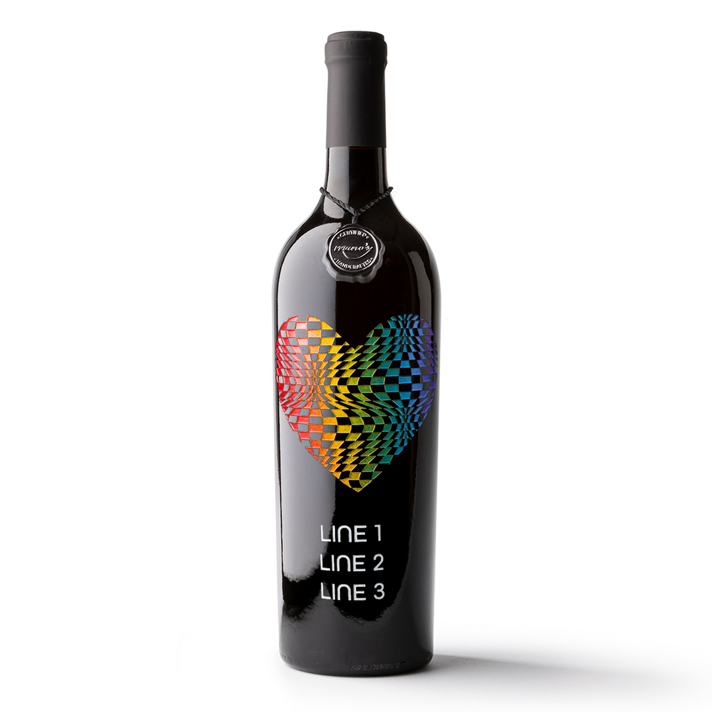 Pride Checkered Heart Custom Etched Wine