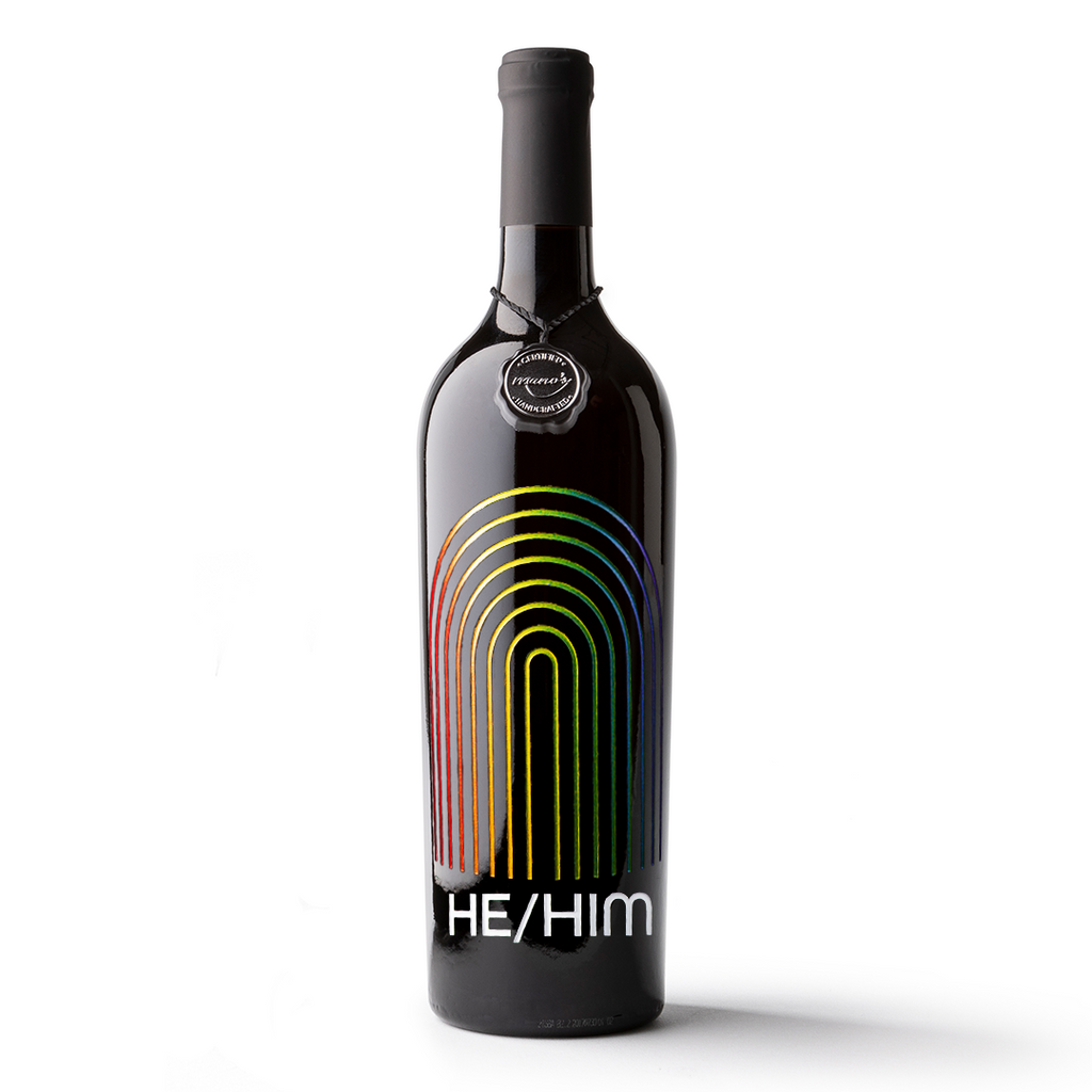 Custom Pronoun Rainbow Etched Wine