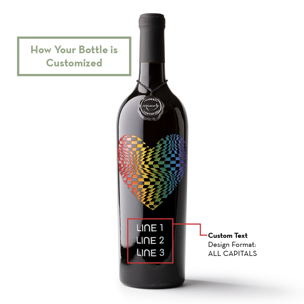 Pride Checkered Heart Custom Etched Wine