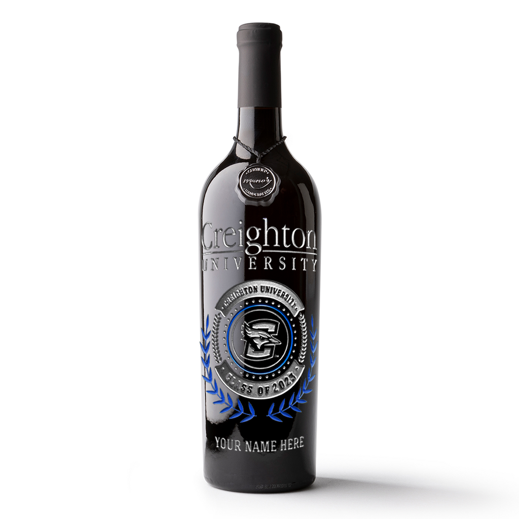 Creighton University Custom Alumni Etched Wine Bottle
