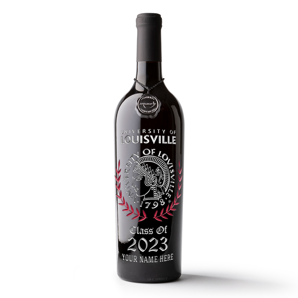 University of Louisville Custom Alumni Etched Wine