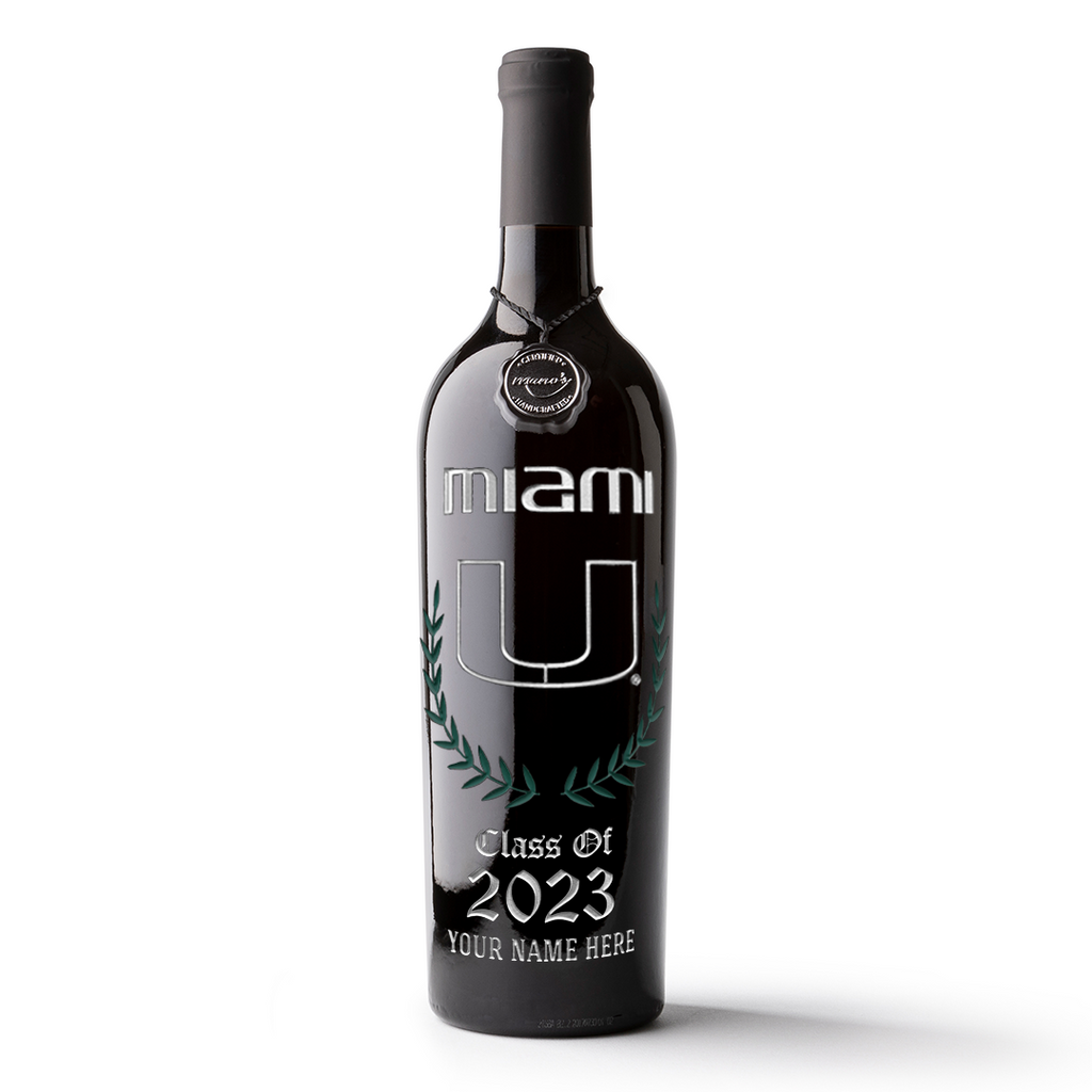 University of Miami Custom Alumni Etched Wine