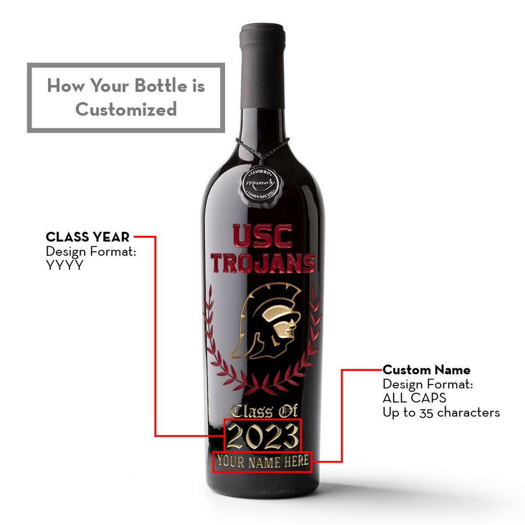 USC Custom Graduate Etched Wine