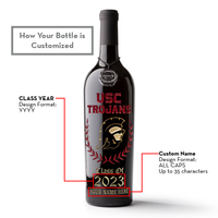 USC Custom Graduate Etched Wine