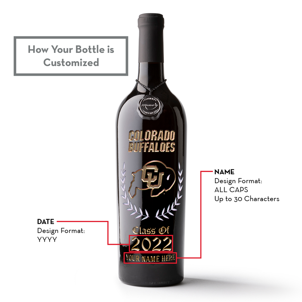 University of Colorado Custom Alumni Etched Wine