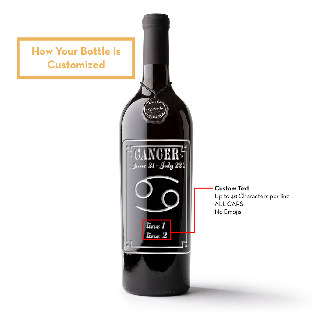 Cancer Custom Etched Wine Bottle