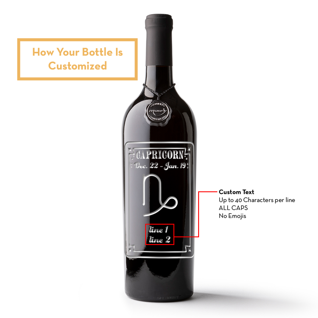 Capricorn Custom Etched Wine Bottle