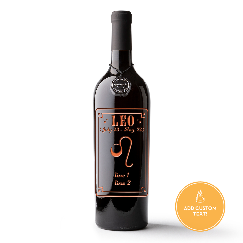 Leo Custom Etched Wine Bottle