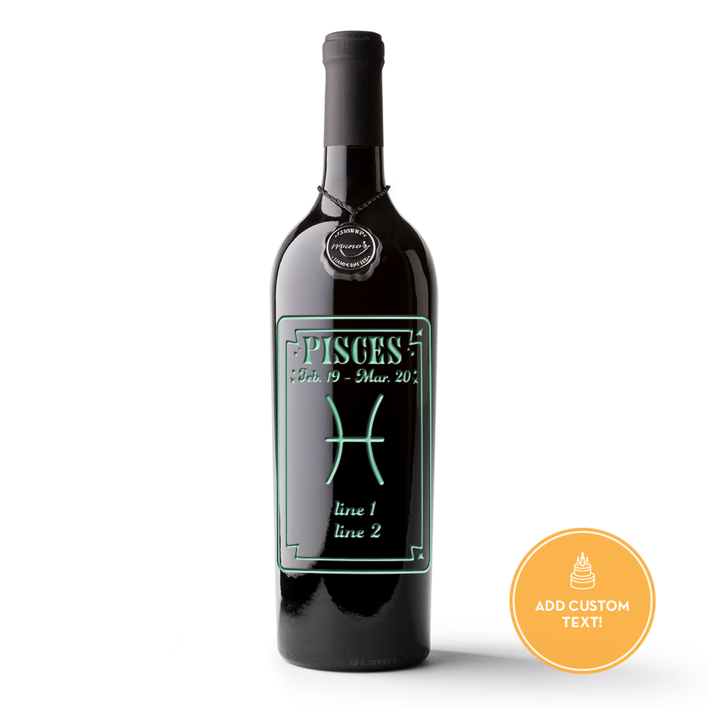 Pisces Custom Etched Wine Bottle