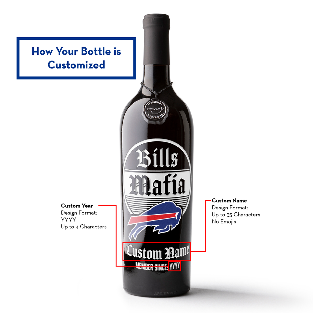 Buffalo Bills Mafia Custom Name Etched Wine
