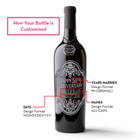 Anniversary Frame Custom Etched Wine Bottle