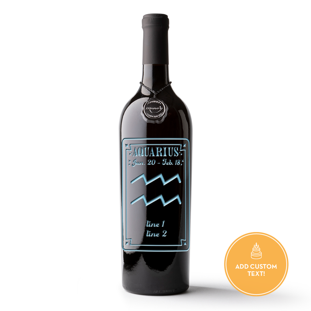 Aquarius Custom Etched Wine Bottle