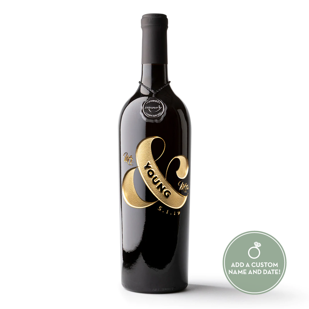 Mr & Mrs Custom Etched Wine Bottle