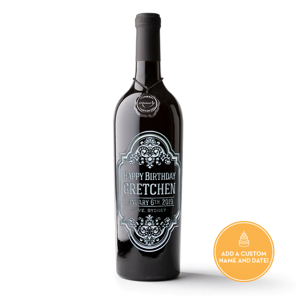 Birthday Frame Custom Etched Wine Bottle