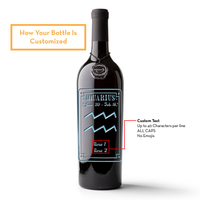 Aquarius Custom Etched Wine Bottle