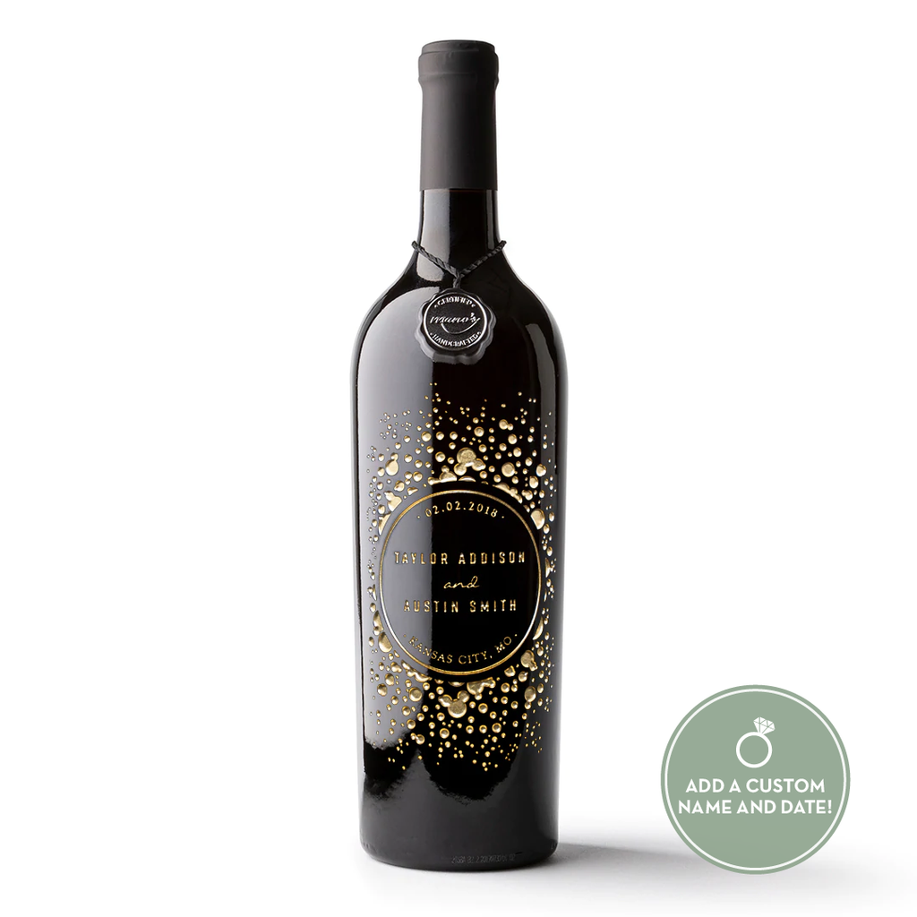 Celebration Circle Frame Custom Etched Wine Bottle
