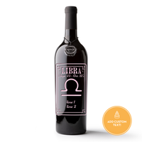Libra Custom Etched Wine Bottle