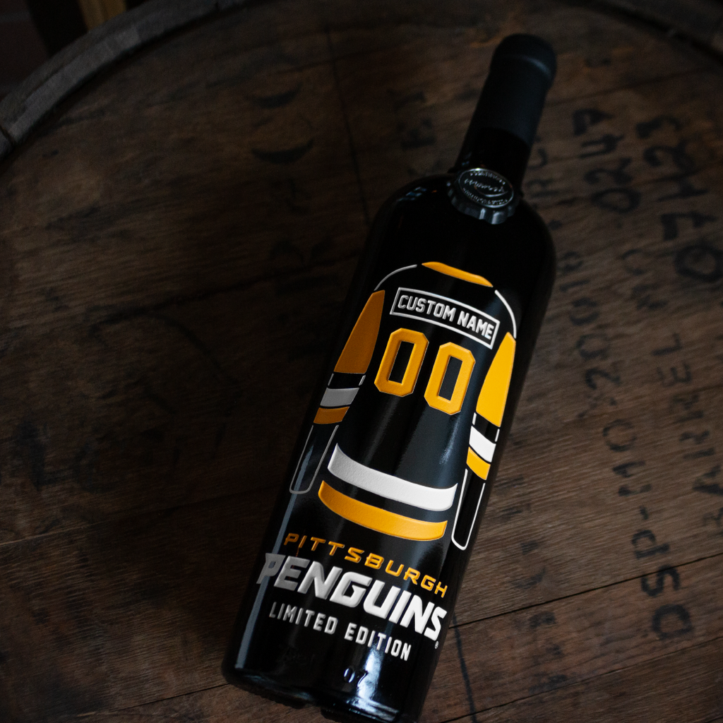 Pittsburgh Penguins Custom Jersey Etched Wine