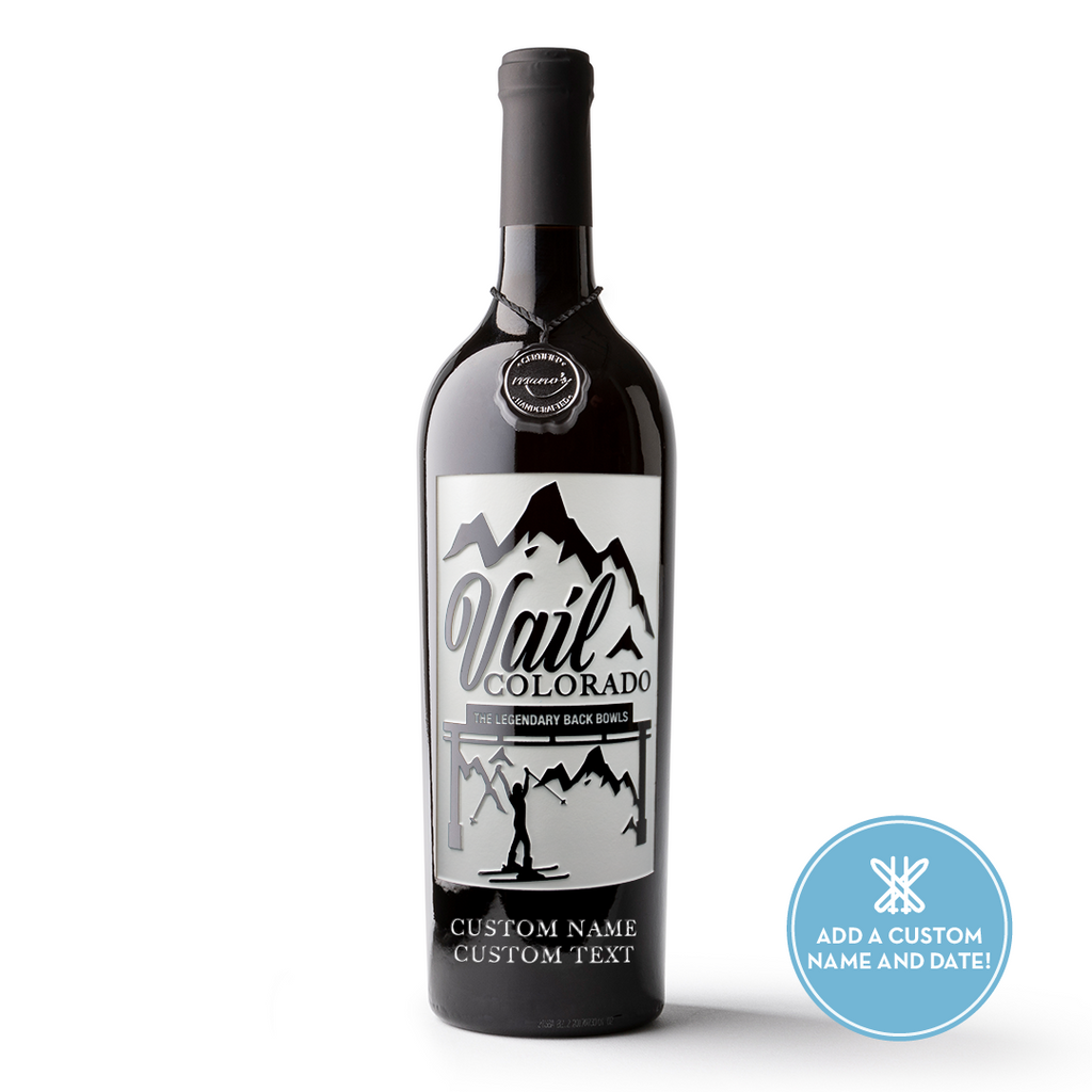 Vail Colorado Custom Legendary Back Bowls Etched Wine