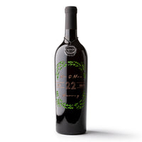 Floral Frame Custom Etched Wine Bottle