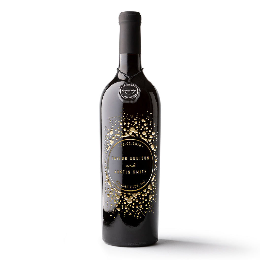 Celebration Circle Frame Custom Etched Wine Bottle