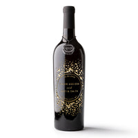 Celebration Circle Frame Custom Etched Wine Bottle