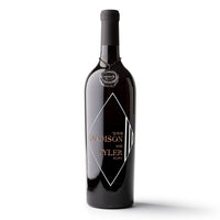 Wedding Diamond Frame Custom Etched Wine Bottle