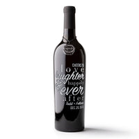 Wedding Love Laughter Custom Etched Wine Bottle