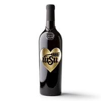 Wichita State University Heart Etched Wine Bottle