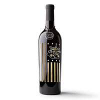 Wichita State University Flag Etched Wine Bottle