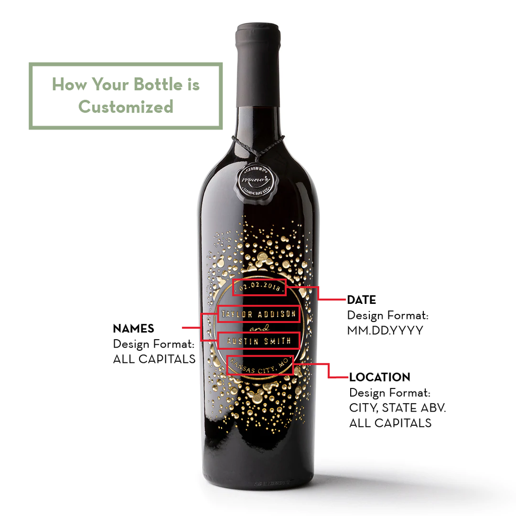 Celebration Circle Frame Custom Etched Wine Bottle