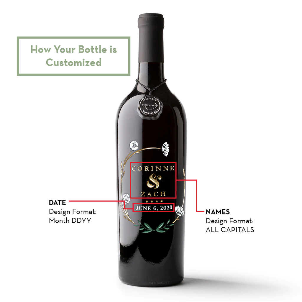 Wedding Floral Circle Custom Etched Wine